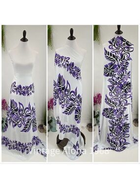 Black/Purple Vine Monstera SARONG Pareo Lavalava Beach Skirt Summer Scarf